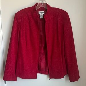 Vintage breckenridge Red Paisley-Textured Collarless Blazer